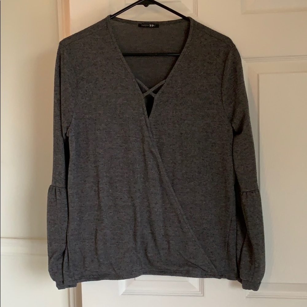 Soft and warm fleece top with balloon sleeves